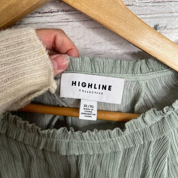Highline collective green long sleeve ruffle blouse size xl - Picture 7 of 8